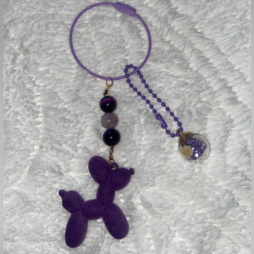 Handmade purple balloon dog keychain